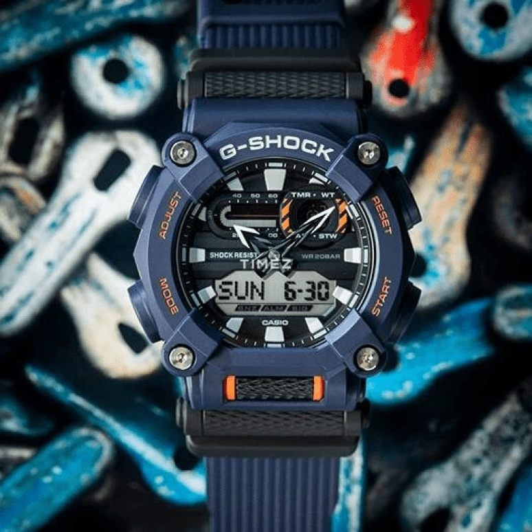 卡西欧,G-SHOCK 49.50毫米,49.50毫米,合成树脂,黑色,石英,倒计时,计时,月历,星期历,矿物水晶,圆形,GA900,GA900-2A