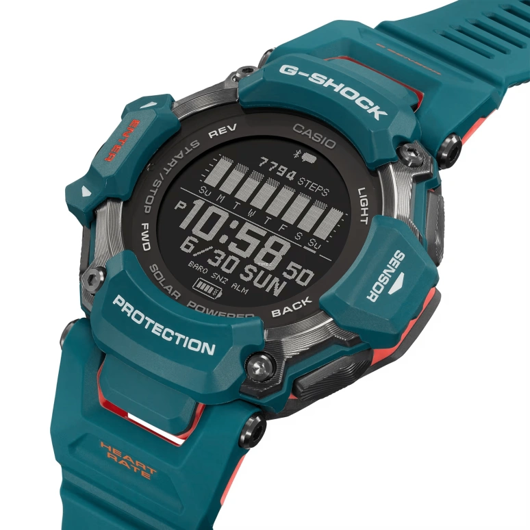 卡西欧,G-SHOCK 59.60x52.60毫米,59.60x52.60毫米,生物基,合成树脂,黑色,石英,倒计时,计时,月历,星期历,矿物水晶,圆形,GBDH2000,GBDH2000-2