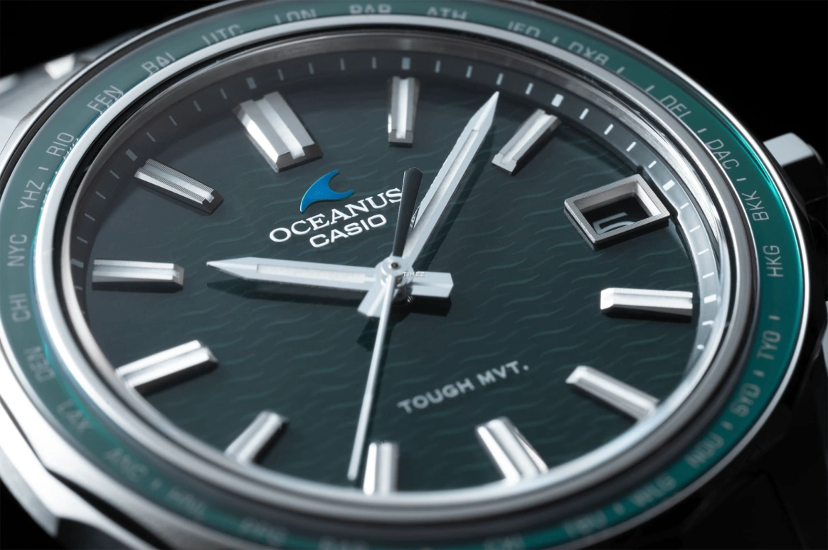 卡西欧,OCEANUS 46.50x41.30毫米,46.50x41.30毫米,钛,墨绿色,石英,日历,世界时,太阳能充电,OCWS400,OCWS400-3A