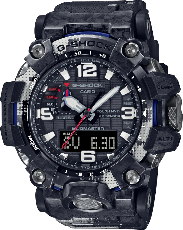 卡西欧,G-SHOCK 56.70x56.10毫米,56.70x56.10毫米,合成树脂,不锈钢,黑色,石英,GWG,GWG-1000-1A1