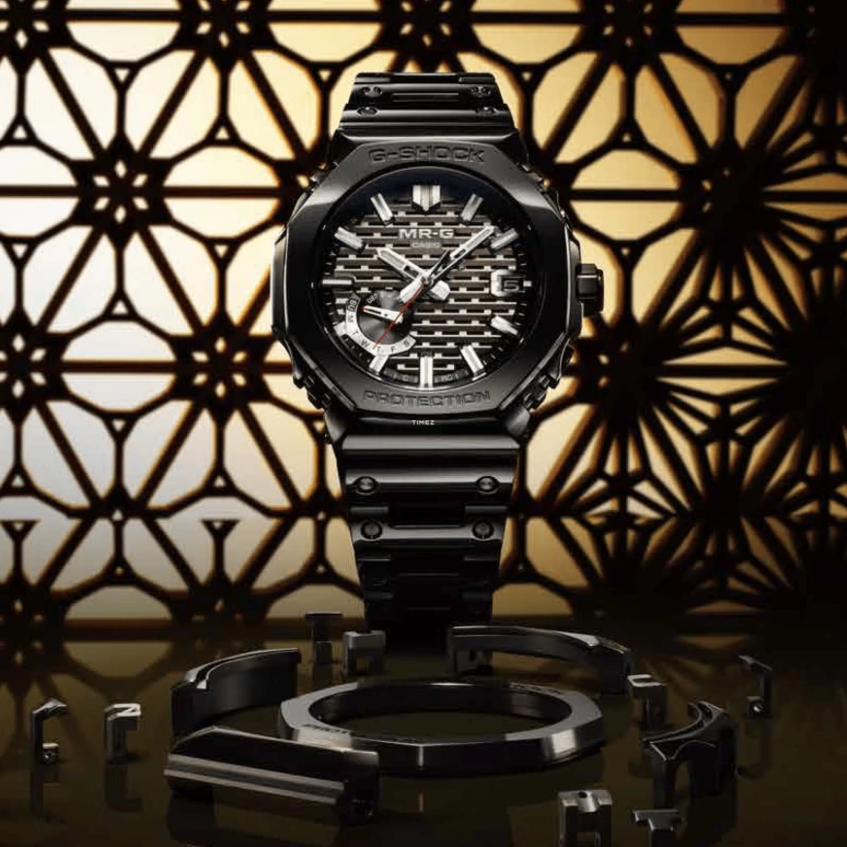 卡西欧,MR-G 49.50x44.40毫米,49.50x44.40毫米,钛,钴合金,黑色,石英,星期历,日历,逆跳,防磁,蓝宝石,水晶玻璃,八角形,MRGB2100B,MRGB2100B-1A