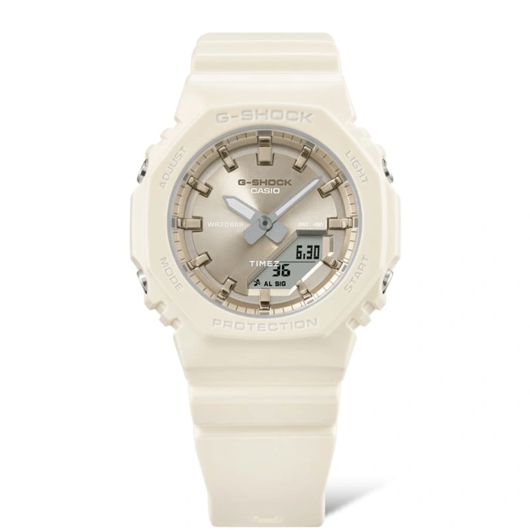卡西欧,G-SHOCK 40.20毫米,40.20毫米,生物基,合成树脂,白色,石英,倒计时,计时,月历,星期历,矿物水晶,八角形,GMAP2100ST7A