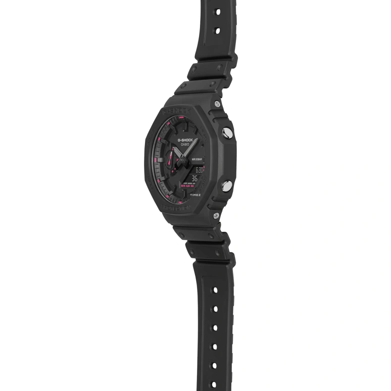 卡西欧,G-SHOCK 48.50x45.40毫米,48.50x45.40毫米,合成树脂,碳纤维,黑色,石英,倒计时,计时,月历,星期历,矿物水晶,圆形,GA2100P,GA2100P-1A