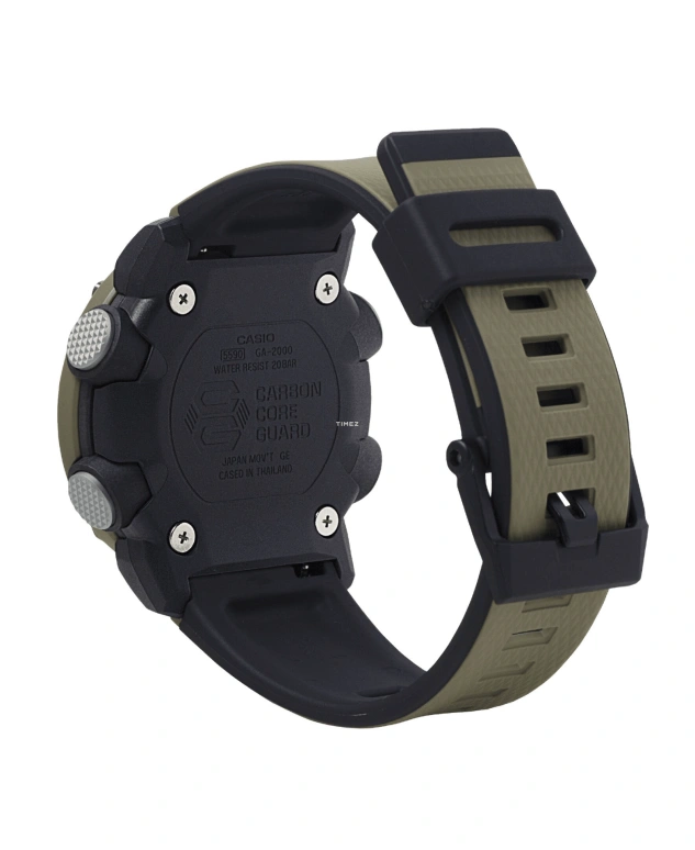 卡西欧,G-SHOCK 51.20x47毫米,51.20x47毫米,合成树脂,碳纤维,黑色,石英,倒计时,计时,月历,星期历,矿物水晶,圆形,GA2000,GA2000-5A