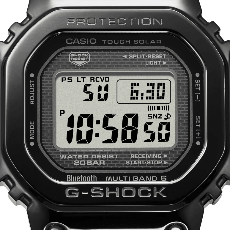 卡西欧,G-SHOCK 49.30x43.20毫米,49.30x43.20毫米,不锈钢,灰色,石英,倒计时,计时,万年历,月历,矿物水晶,方形,GMW,GMW-B5000EH-1