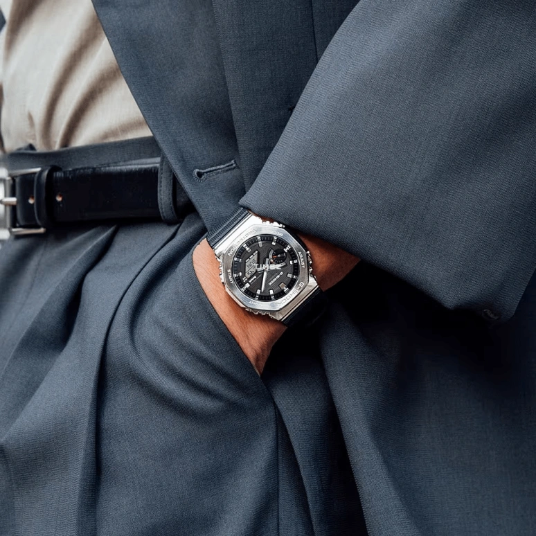 卡西欧,G-STEEL 49.30x44.40毫米,49.30x44.40毫米,生物基,合成树脂,不锈钢,黑色,石英,倒计时,计时,月历,星期历,矿物水晶,八角形,GBM2100,GBM2100-1A