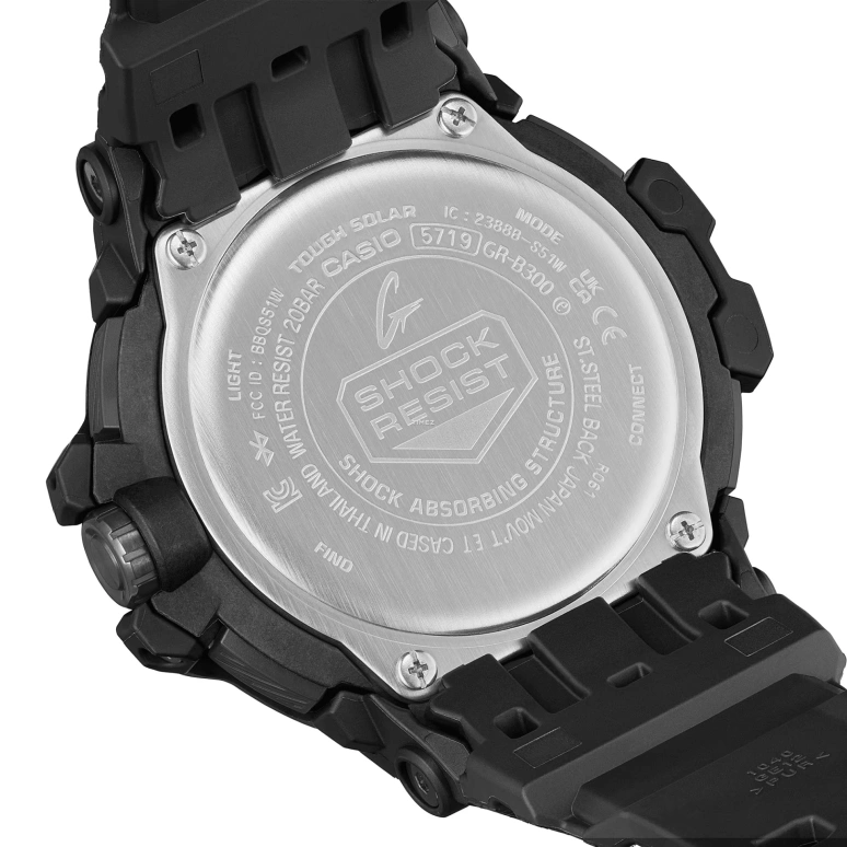 Casio,MASTER OF G - LAND 54.70mm,54.70mm,Bio-sourced,Black,Quartz,Countdown,Chronograph,Date,Day,Hardlex,Round,GRB300,GRB300-1A4