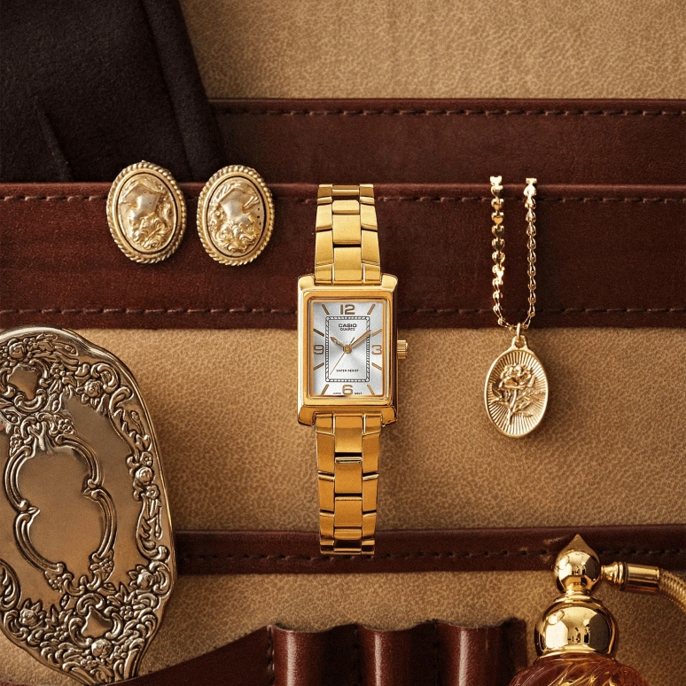 卡西欧,指针 31x21毫米,31x21毫米,精钢,银色,石英,矿物水晶,长方形,LTP1234PGC,LTP1234PGC-7A