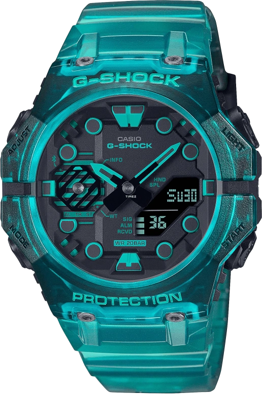 卡西欧,G-SHOCK 42.50x46毫米,42.50x46毫米,合成树脂,碳纤维,黑色,石英,倒计时,计时,星期历,日历,矿物水晶,圆形,GAB001G,GAB001G-2A