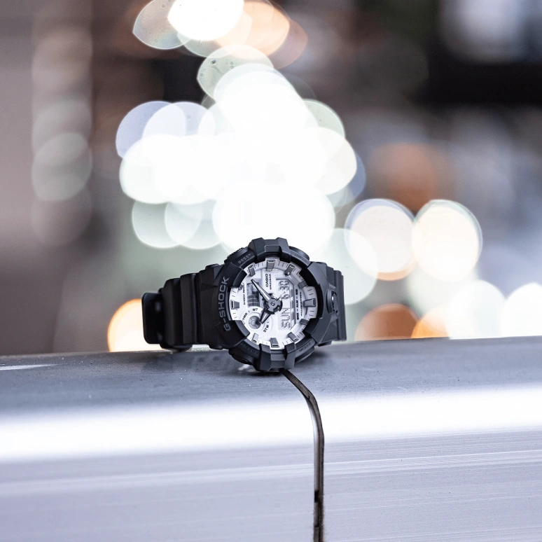 卡西欧,G-SHOCK 53.40毫米,53.40毫米,合成树脂,白色,石英,倒计时,计时,月历,星期历,矿物水晶,圆形,GA700WD,GA700WD-1A