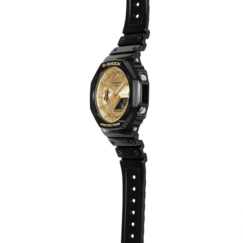 卡西欧,G-SHOCK 48.50x45.40毫米,48.50x45.40毫米,碳纤维,合成树脂,黄金色,石英,倒计时,计时,月历,星期历,矿物水晶,八角形,GA2100GB,GA2100GB-1A