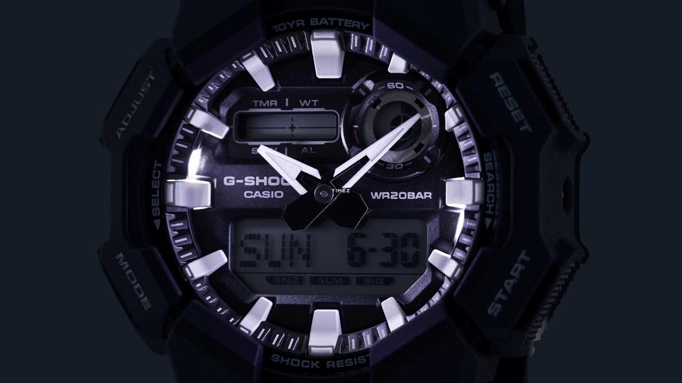 卡西欧,G-SHOCK 51.90毫米,51.90毫米,生物基,碳纤维,合成树脂,黑色,石英,倒计时,计时,月历,星期历,矿物水晶,圆形,GA010,GA010-1A