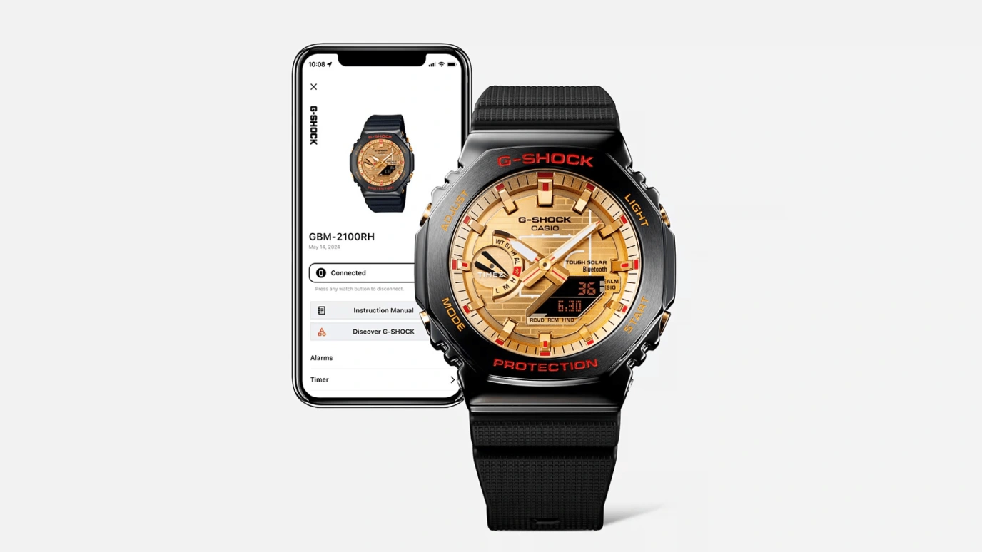卡西欧,G-SHOCK 44.40毫米,44.40毫米,生物基,合成树脂,黄金色,石英,倒计时,计时,月历,星期历,矿物水晶,八角形,GBM2100RH,GBM2100RH-1A