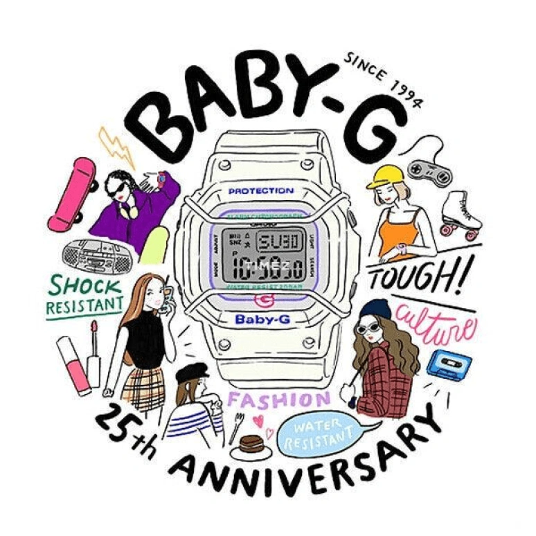 卡西欧,BABY-G 44.70x40毫米,44.70x40毫米,塑料,黑色,灰色,石英,长方形,白色,BGD,BGD-525-7E