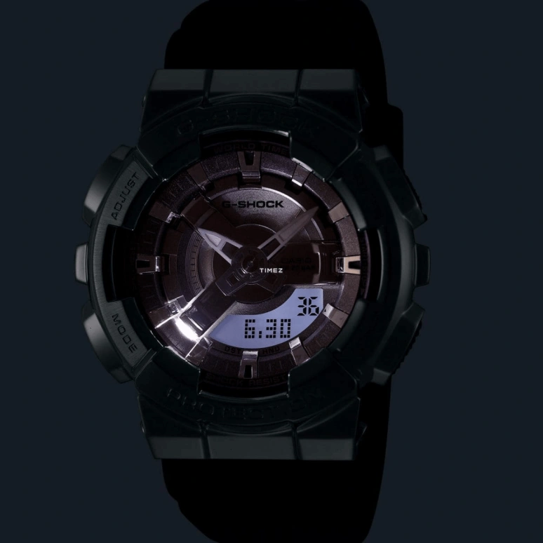 卡西欧,G-SHOCK 46x42毫米,46x42毫米,合成树脂,精钢,银色,石英,倒计时,计时,月历,星期历,矿物水晶,圆形,GMS110,GMS110-1A