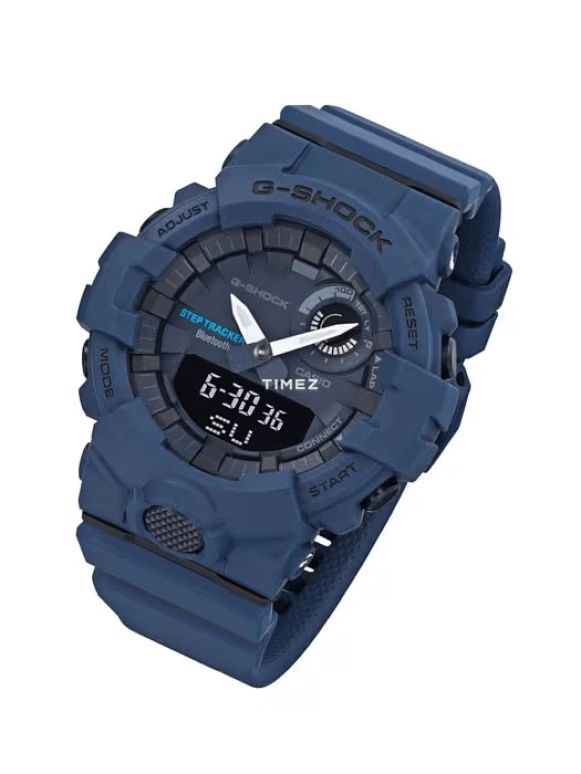 卡西欧,G-SHOCK 48.60毫米,48.60毫米,合成树脂,蓝色,石英,倒计时,计时,月历,星期历,矿物水晶,圆形,GBA800,GBA800-2A
