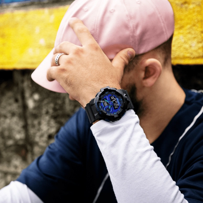 卡西欧,G-SHOCK 53.40毫米,53.40毫米,合成树脂,紫色,石英,倒计时,计时,月历,星期历,矿物水晶,圆形,GA700VB,GA700VB-1A