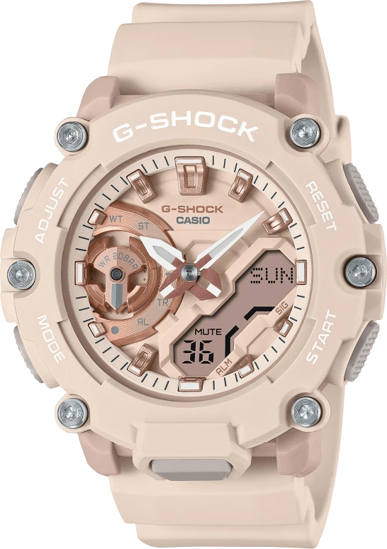 卡西欧,G-SHOCK 45.70毫米,45.70毫米,合成树脂,粉色,石英,倒计时,计时,月历,星期历,矿物水晶,圆形,GMAS2200M,GMAS2200M-4A