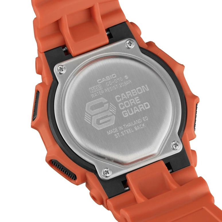 卡西欧,G-SHOCK 51.90毫米,51.90毫米,生物基,碳纤维,合成树脂,黑色,石英,倒计时,计时,月历,星期历,矿物水晶,圆形,GD010,GD010-4