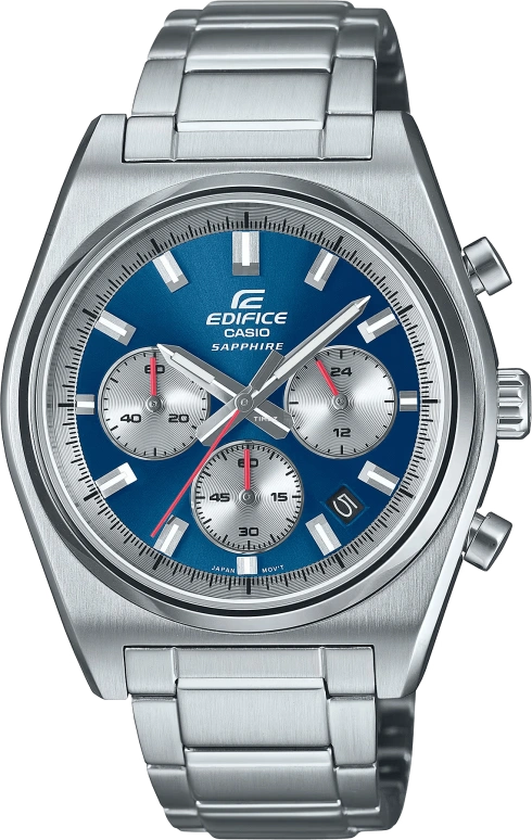卡西欧,EDIFICE 40毫米,40毫米,不锈钢,蓝色,石英,计时,日历,EFB730D,EFB730D-2AV