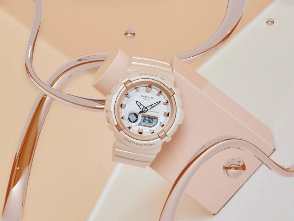 卡西欧,BABY-G 47.30x43.40毫米,47.30x43.40毫米,合成树脂,白色,石英,圆形,BGA,BGA-280BA-4