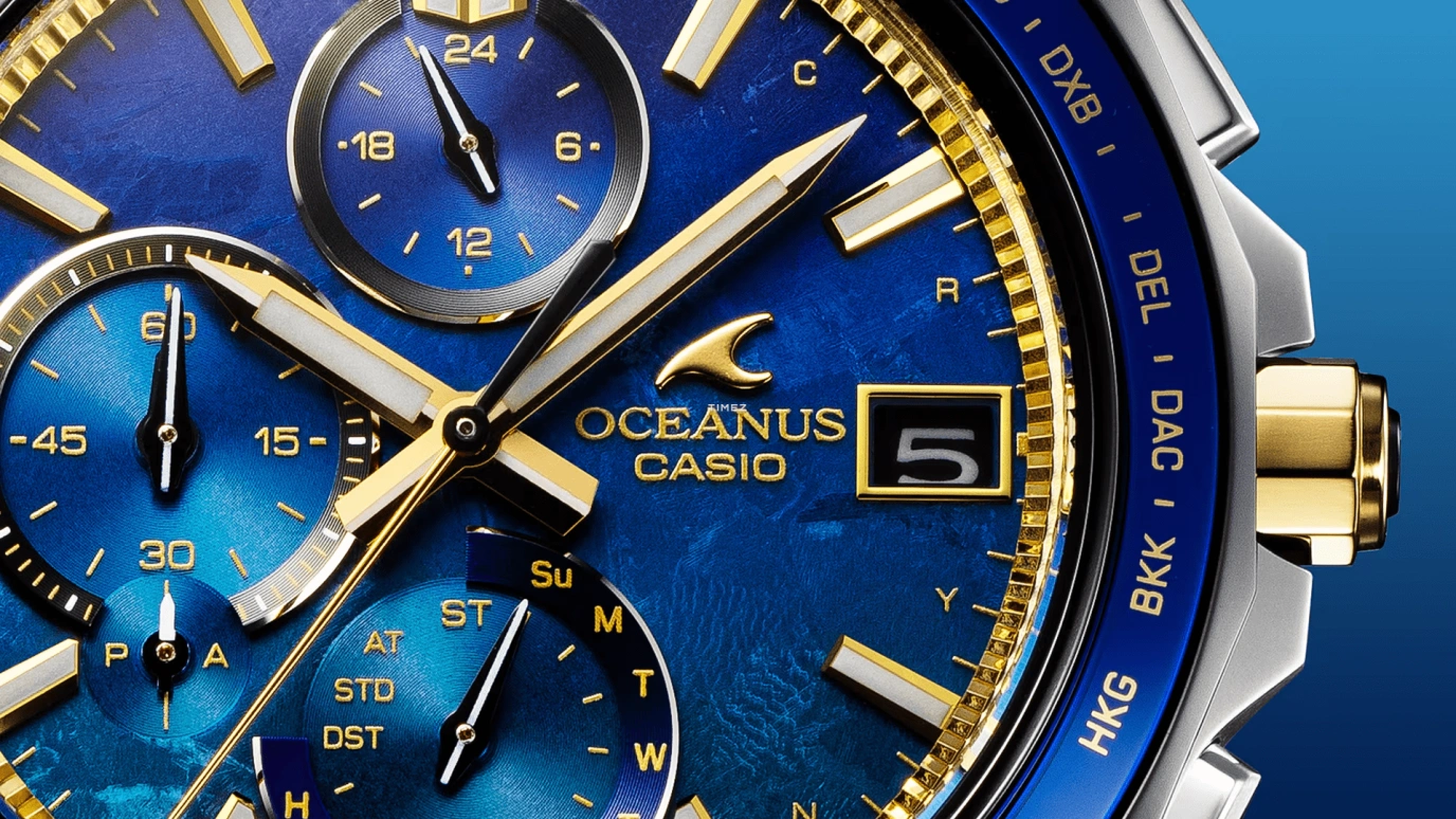卡西欧,OCEANUS 47.50x42.80毫米,47.50x42.80毫米,钛,蓝色,石英,计时,星期历,日历,世界时,蓝宝石,水晶玻璃,圆形,OCW,OCW-S7000SS-2A