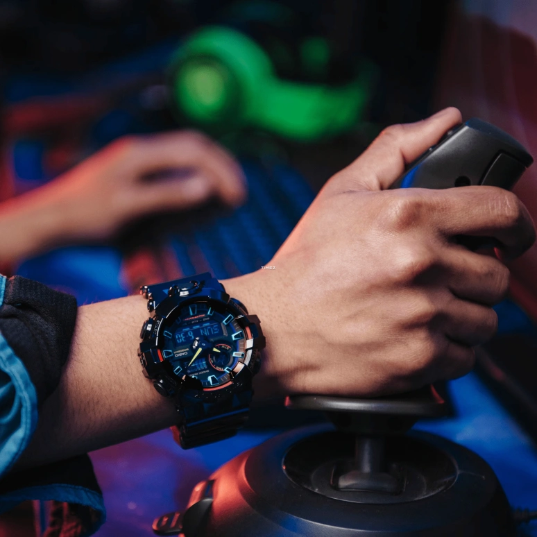卡西欧,G-SHOCK 53.40毫米,53.40毫米,合成树脂,黑色,石英,倒计时,计时,月历,星期历,矿物水晶,圆形,GA700RGB,GA700RGB-1A