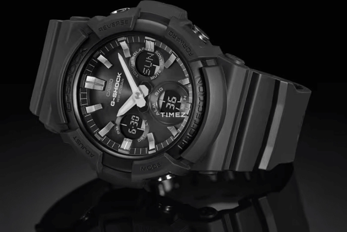 卡西欧,G-SHOCK 52.50毫米,52.50毫米,合成树脂,黑色,石英,倒计时,计时,月历,星期历,矿物水晶,圆形,GAS100B,GAS100B-1A