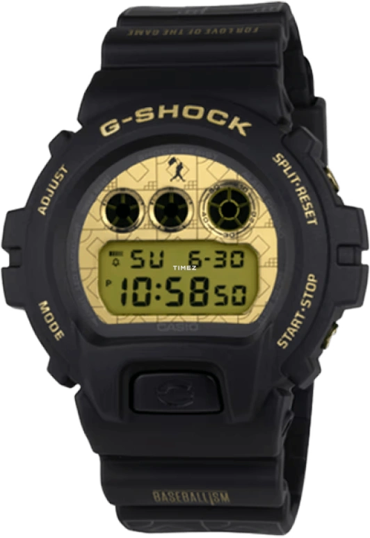 卡西欧,G-SHOCK 50毫米,50毫米,合成树脂,黄色,石英,倒计时,计时,月历,星期历,矿物水晶,圆形,DW6900BI24,DW6900BI24-1