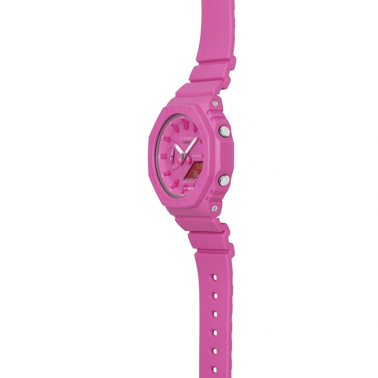 卡西欧,G-SHOCK 46.20x42.90毫米,46.20x42.90毫米,碳纤维,合成树脂,粉红色,石英,倒计时,计时,月历,星期历,矿物水晶,八角形,GMAS2100P,GMAS2100P-4A