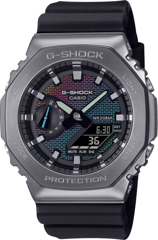 卡西欧,G-SHOCK 44.40毫米,44.40毫米,合成树脂,多色,石英,倒计时,计时,月历,星期历,矿物水晶,八角形,GM2100BRW,GM2100BRW-1A