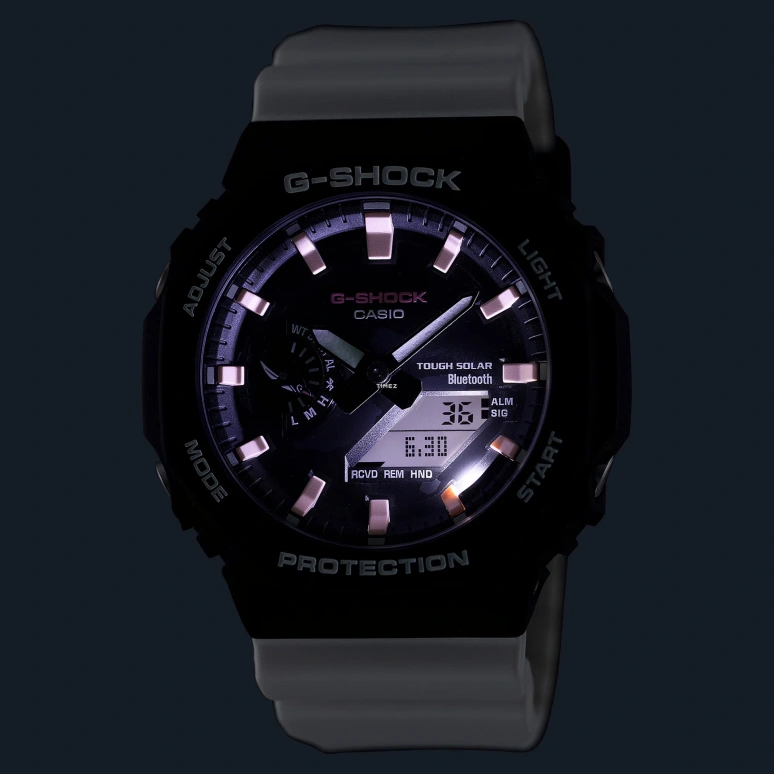卡西欧,G-SHOCK 45.40毫米,45.40毫米,碳纤维,生物基,合成树脂,黑色,石英,倒计时,计时,月历,星期历,矿物水晶,八角形,GAB2100CD1A7