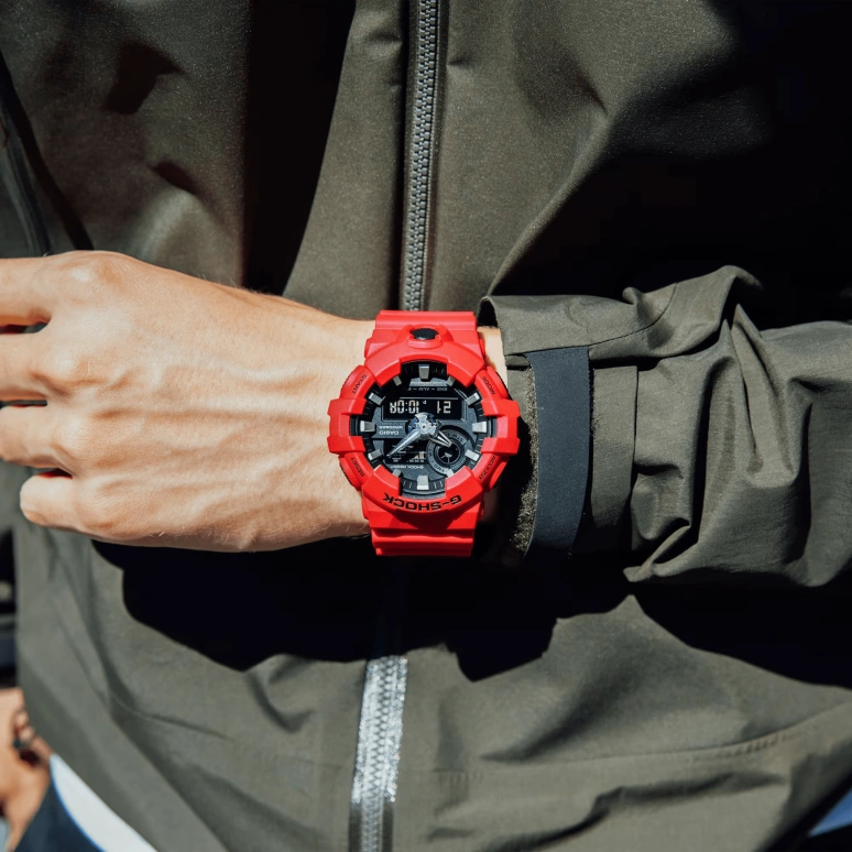 卡西欧,G-SHOCK 53.40毫米,53.40毫米,合成树脂,黑色,石英,倒计时,计时,月历,星期历,矿物水晶,圆形,GA700,GA700-4A