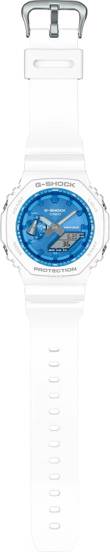 卡西欧,G-SHOCK 48.50x45.40毫米,48.50x45.40毫米,碳纤维,合成树脂,蓝色,石英,倒计时,计时,月历,星期历,矿物水晶,八角形,GA2100WS,GA2100WS-7A