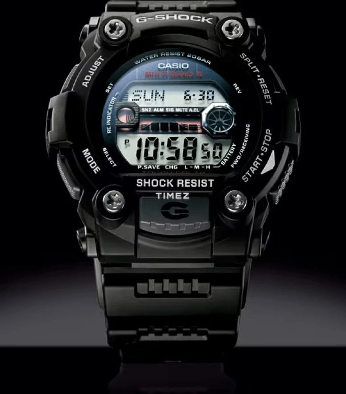 卡西欧,G-SHOCK 50毫米,50毫米,合成树脂,黑色,石英,倒计时,计时,月历,星期历,矿物水晶,圆形,GW7900,GW7900-1