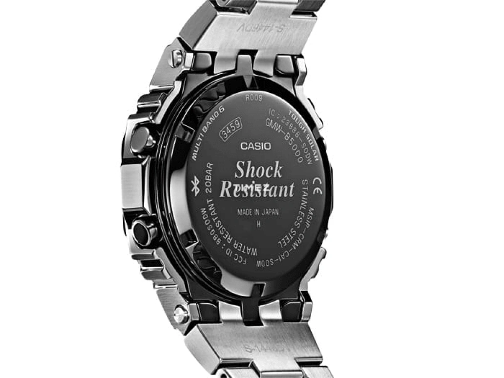 卡西欧,G-SHOCK 49.30x43.20毫米,49.30x43.20毫米,不锈钢,黑色,石英,倒计时,计时,万年历,月历,方形,银色,GMW,GMW-B5000D-1