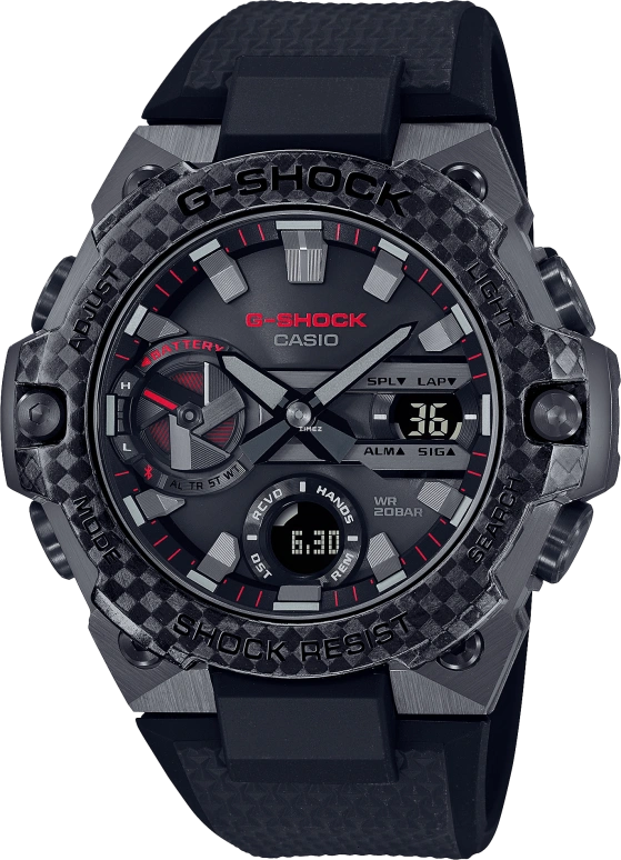 卡西欧,G-STEEL 49.60毫米,49.60毫米,不锈钢,黑色,石英,倒计时,计时,月历,星期历,矿物水晶,圆形,GSTB400X,GSTB400X-1A4