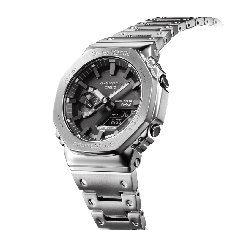 卡西欧,G-SHOCK 44.40毫米,44.40毫米,不锈钢,黑色,石英,倒计时,计时,月历,星期历,矿物水晶,八角形,GMB2100D,GMB2100D-1A