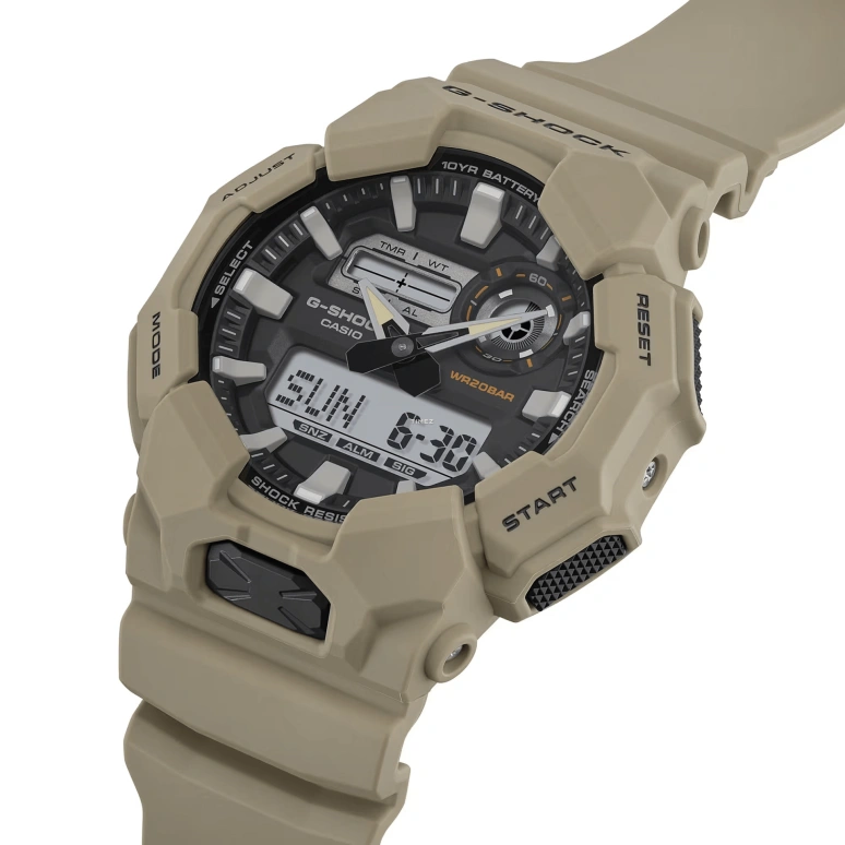 卡西欧,G-SHOCK 51.90毫米,51.90毫米,生物基,碳纤维,合成树脂,黑色,石英,倒计时,计时,月历,星期历,矿物水晶,圆形,GA010,GA010-5A