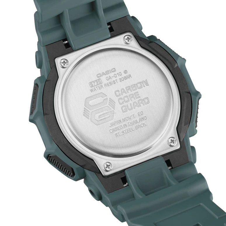 卡西欧,G-SHOCK 51.90毫米,51.90毫米,生物基,碳纤维,合成树脂,黑色,石英,倒计时,计时,月历,星期历,矿物水晶,圆形,GA010,GA010-2A