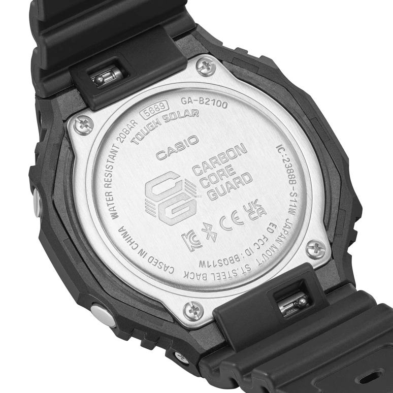 Casio,G-SHOCK 45.40mm,45.40mm,Carbon,Resin,Black,Quartz,Countdown,Chronograph,Month,Date,Plexi,Octagon,GAB2100,GAB2100-1A