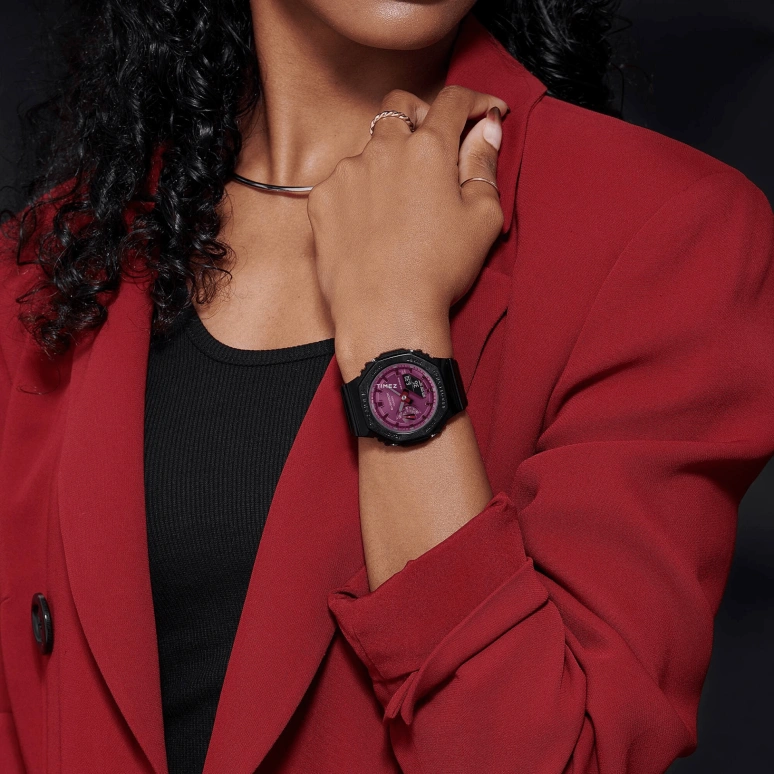 卡西欧,G-SHOCK 46.20x42.90毫米,46.20x42.90毫米,合成树脂,碳纤维,酒红色,石英,倒计时,计时,月历,星期历,矿物水晶,圆形,GMAS2100RB1A