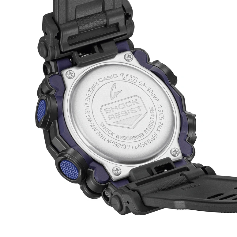卡西欧,G-SHOCK 52.80x49.50毫米,52.80x49.50毫米,合成树脂,紫色,石英,倒计时,计时,月历,星期历,矿物水晶,圆形,GA900VB,GA900VB-1A