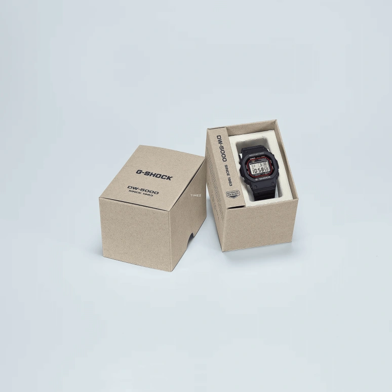 卡西欧,G-SHOCK 48.90x42.30毫米,48.90x42.30毫米,生物基,合成树脂,黑色,石英,倒计时,计时,月历,星期历,矿物水晶,方形,DW5000R,DW5000R-1A