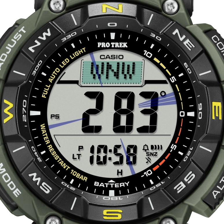 Casio,PROTREK 54.70x51.70mm,54.70x51.70mm,Bio-sourced,Grey,Quartz,Countdown,Chronograph,Month,Date,Hardlex,Glass,Round,PRG340,PRG340-3