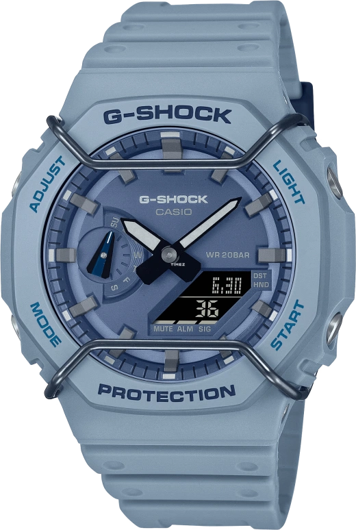 卡西欧,G-SHOCK 48.50x45.40毫米,48.50x45.40毫米,碳纤维,合成树脂,蓝色,石英,倒计时,计时,月历,星期历,矿物水晶,八角形,GA2100PT,GA2100PT-2A