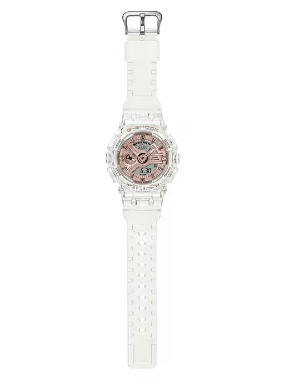 卡西欧,G-SHOCK 49x45.90毫米,49x45.90毫米,合成树脂,粉红色,灰色,石英,倒计时,计时,月历,星期历,矿物水晶,圆形,GMAS110SR,GMAS110SR-7A