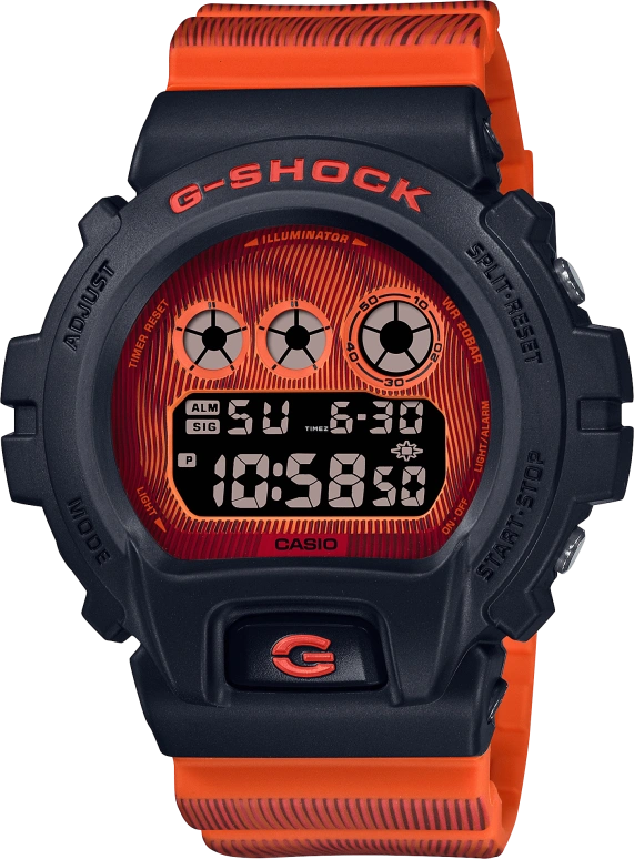 卡西欧,G-SHOCK 53.90x49.70毫米,53.90x49.70毫米,合成树脂,不锈钢,黑色,黄金色,红色,石英,GM,GM-6900-1