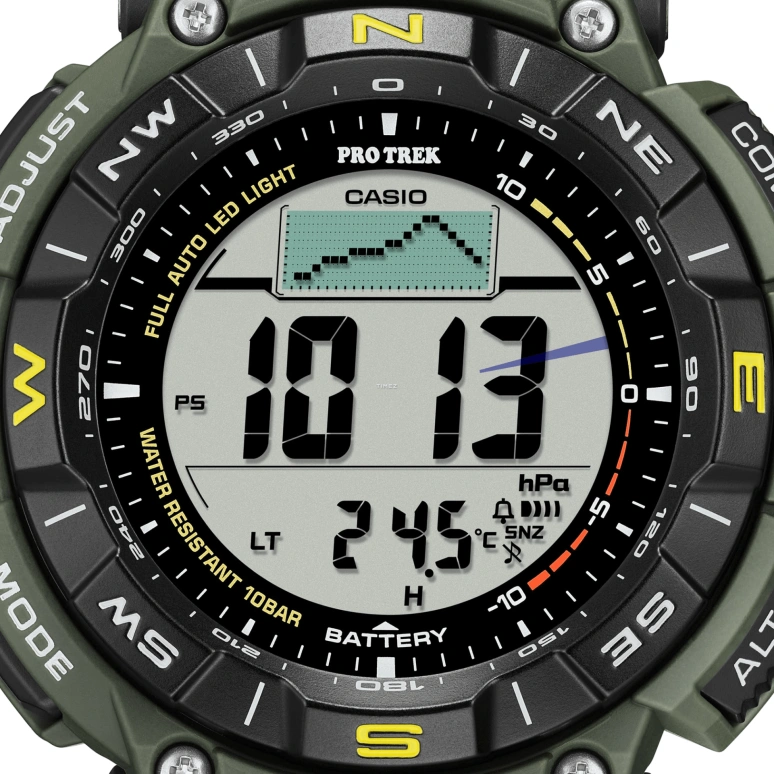 Casio,PROTREK 54.70x51.70mm,54.70x51.70mm,Bio-sourced,Grey,Quartz,Countdown,Chronograph,Month,Date,Hardlex,Glass,Round,PRG340,PRG340-3