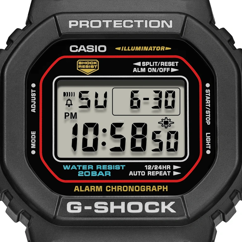 Casio,5600 48.90x42.80mm,48.90x42.80mm,Resin,Bio-sourced,Black,Quartz,Countdown,Chronograph,Month,Date,Hardlex,Square,DW5600RL,DW5600RL-1